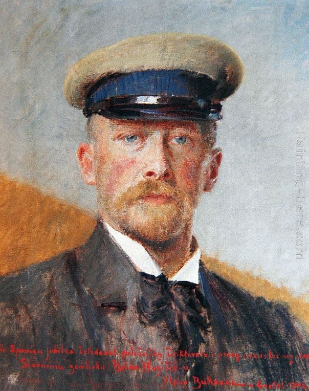 Vlaho Bukovac Self Portrait with a Captain's Hat